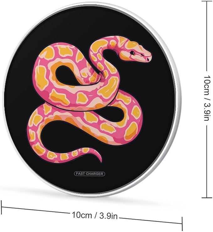 Python Snake Pinkcolor Fast Portable Charger 10W Funny Graphic Phone Charging Pad with USB Cable