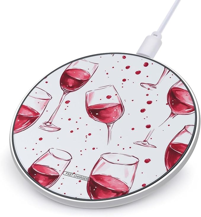 Red Wine Glasses Bloods Phone Charger Magnetic Charging Pad Anti-Slip with USB Cable
