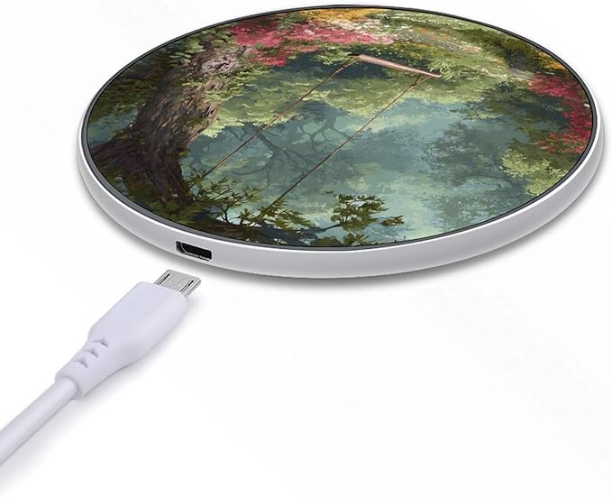 Swing Old Tree Forests Fast Portable Charger 10W Funny Graphic Phone Charging Pad with USB Cable