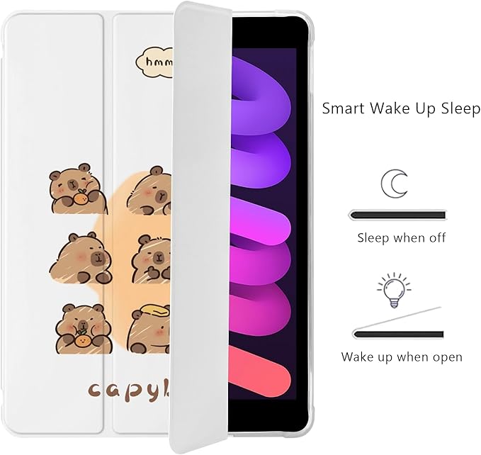 Cute Kawaii Capybara for iPad Pro 11 Inch Case (M5/M4) 2025/2024 with Pencil Holder Auto Sleep/Wake Leather Soft TPU Back Cover