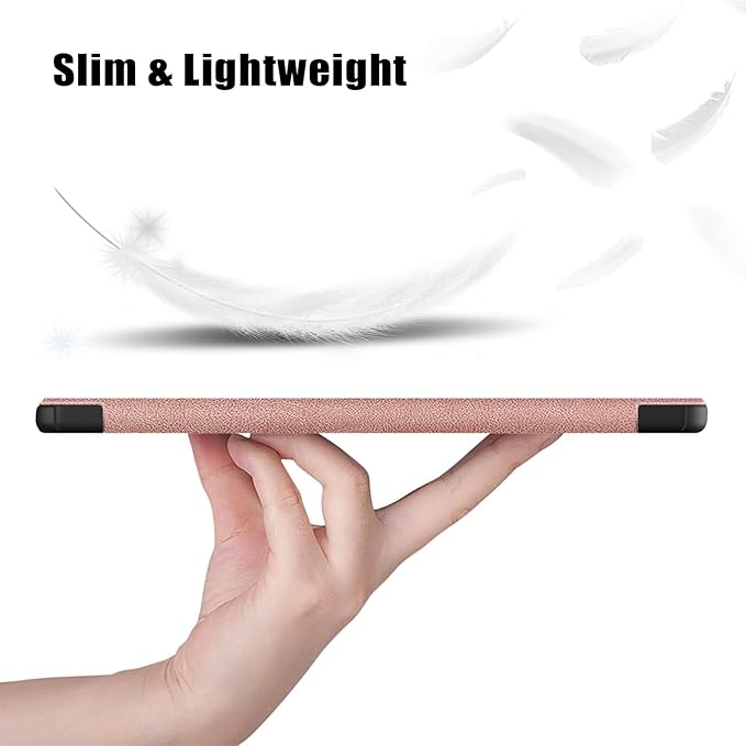 Case for Amazon Fire Max 11 Tablet (13th Generation 2023) Techcircle Slim Lightweight Trifold Stand Magnetic Hard Shell Flip Cover PU Leather Protective Folio Book Cover Rose Gold
