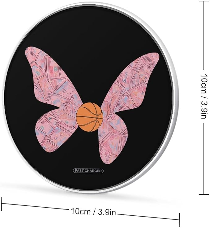 Butterflies Banknotes Basketball Phone Charger Magnetic Charging Pad Anti-Slip with USB Cable
