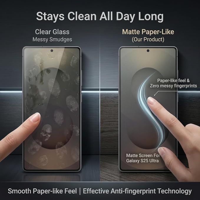 Didisky 3-Pack Matte Screen Protector for Samsung Galaxy S25 Ultra Anti-Glare Anti-Reflecting Glass with Auto-Alignment Kit for Flawless Bubble-Free Installation Supports Ultrasonic Fingerprint ID