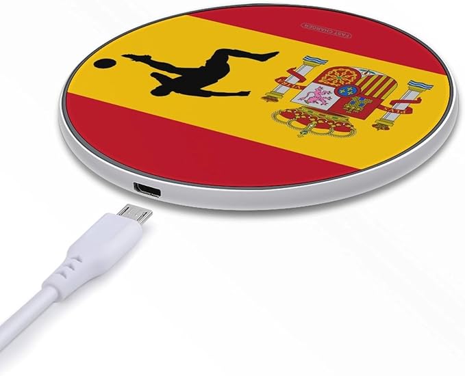 Spain Spanish Flag Soccer Shooting Phone Charger Magnetic Charging Pad Anti-Slip with USB Cable