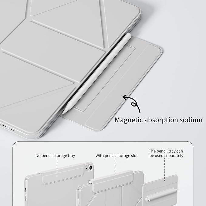KenKe Magnetic Case for iPad (A16) 11th Generation 11 Inch 2025/ iPad 10th Gen 10.9 Inch 2022 with Pencil Holder Convenient Magnetic Attachment 6+View Angles Slim Stand Auto Wake/Sleep Gray