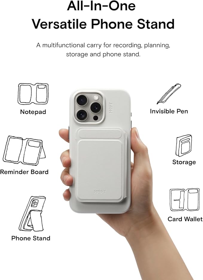MOFT Action Inspiration MagSafe Phone Stand Magnetic Notepad Stand Compatible with iPhone 16 Series and Other Phones with Two Types of Notepad and Magnetic Invisible Pen Misty Cove + Sapphire