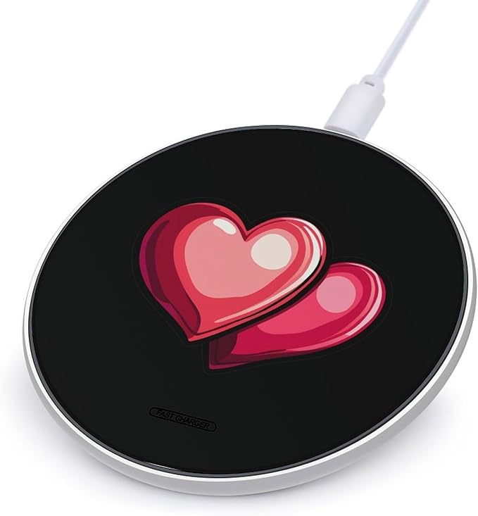 Red Heart Print Wireless Charger Anti-Slip Wireless Charging Pad Slim Charger Mat for Men Women