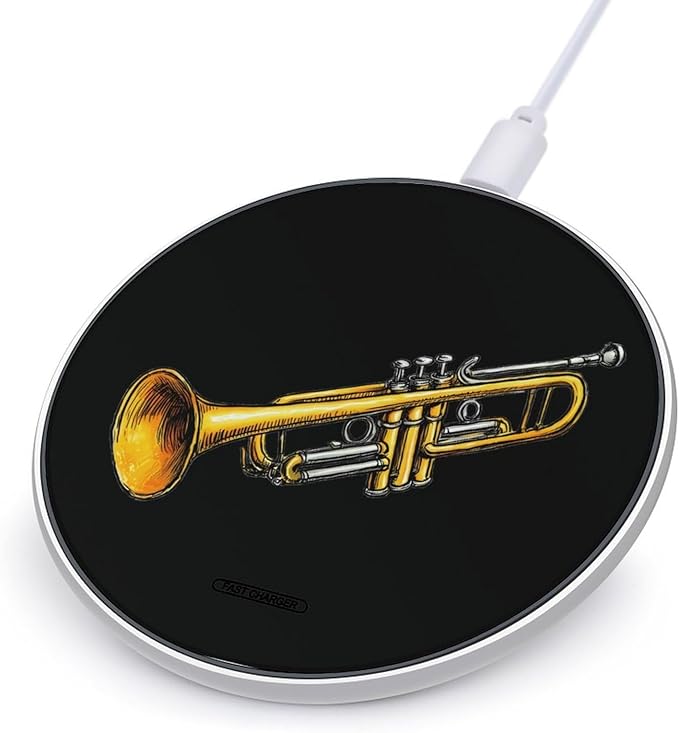 Trumpet Mnusic Instrument Fast Portable Charger 10W Funny Graphic Phone Charging Pad with USB Cable