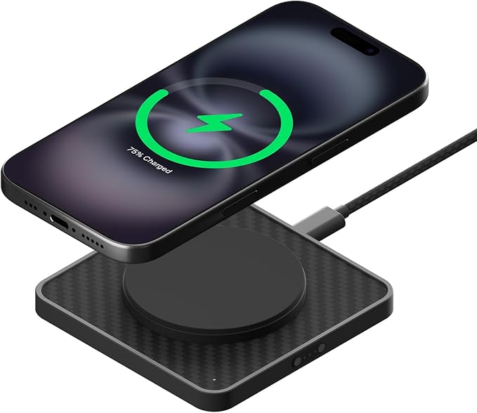 Mous- MagSafe Wireless Charger 15W Qi2 Certified Fast Charging Pad Compatible with iPhone 17/16/15/14/13/12 Pixel 10 Series and Airpods - Aramid Fibre