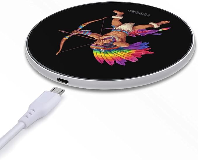 Colorful Native Americanes Wireless Charger Anti-Slip Wireless Charging Pad Slim Charger Mat for Men Women