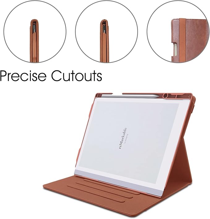 E NET-CASE Case for Remarkable 2 Tablet 10.3 inch (2020 Released) - New Upgraded Design 360 Degree Rotating Stand Cover for Remarkable 2 Digital Paper with Pencil Holder (Brown)