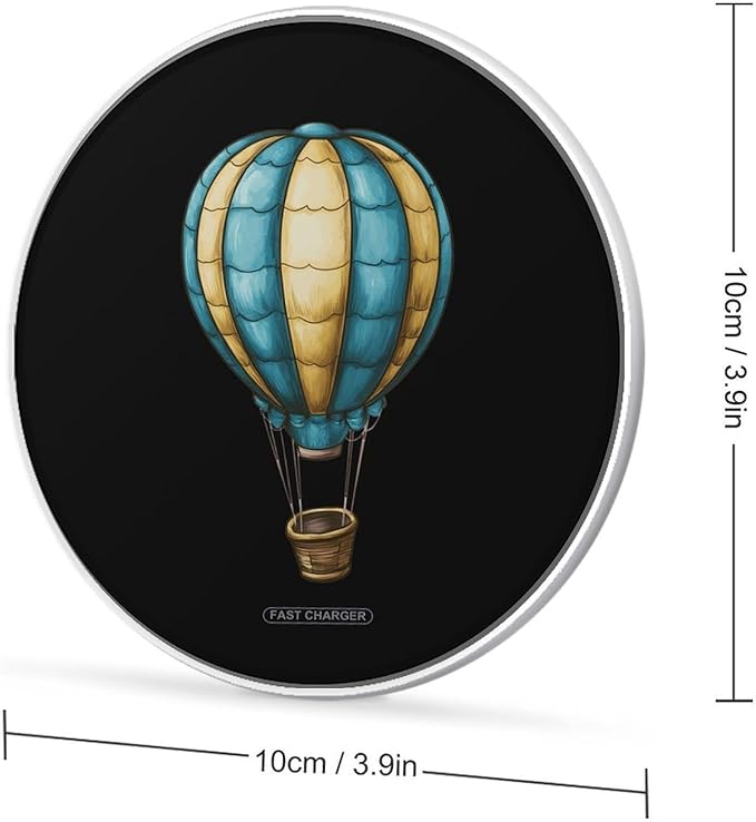 Hand Drawn Hot Air Balloon Wireless Charger Anti-Slip Wireless Charging Pad Slim Charger Mat for Men Women