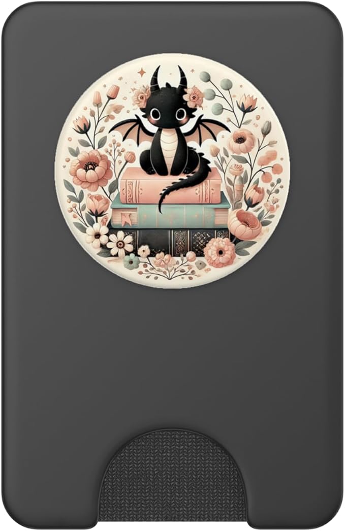 Aesthetic Cottagecore Flowers Dragon Books Bookworm Bookish PopSockets PopWallet for MagSafe