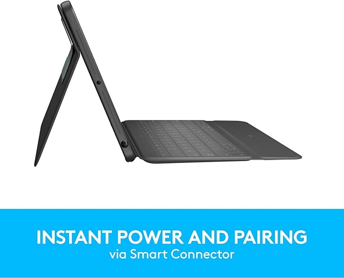 Logitech Rugged Folio - iPad (7th 8th &amp 9th Generation) Protective Keyboard Case with Smart Connector and Durable Spill-Proof Keyboard Black 7.4 x 0.9 x 10.2