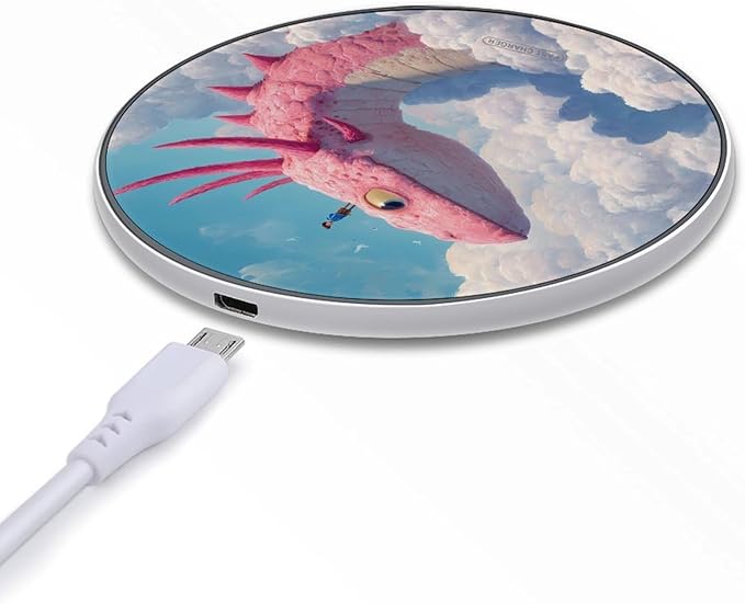 Strange Dragon Fantasy Axolotl Phone Charger Magnetic Charging Pad Anti-Slip with USB Cable