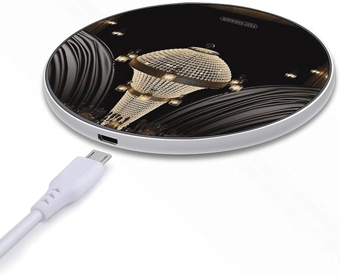 Ball Room Chandelier Wireless Charger Fast Wireless Charging Pad with USB Cable 10W Anti-Slip Magnetic Wireless Charger Portable Slim Charger Puck Travel Charging Station
