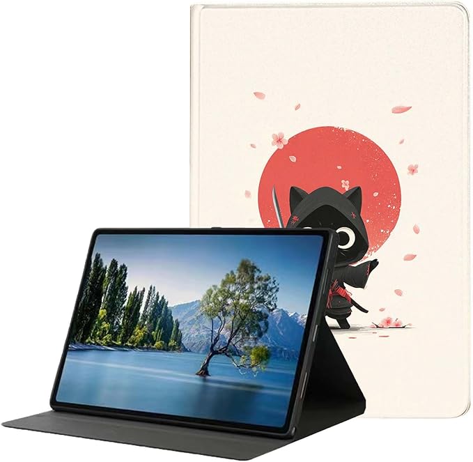 Case for iPad 5th/6th Gen 9.7 2017/2018iPad Air 1/2 9.7 InchSlim PU Leather Cover Adjustable Stand Auto Wake/SleepCartoon Samurai cat