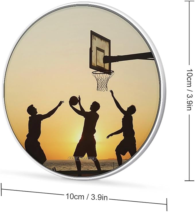 Playing Basketball at Sunset Wireless Charger Anti-Slip Wireless Charging Pad Slim Charger Mat for Men Women
