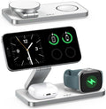 VBA 3 in 1 Wireless Charging Station for Apple MagSafe ChargerFoldable Fast Charging Magnetic Wireless Charger StandTravel Charger for iPhone 17 Air 16 15 14 13 12Apple WatchAirPods Pro(White)