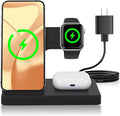 Portable 3-in-1 Wireless Charging Stand Dock Compact Design for Bedroom and Travel Compatible with iPhone 17/16/15/14/13/12 Series for Apple Watch Ultra/SE/Series 11–2 and for AirPods Pro 4/3/2