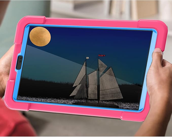 Compatible with Samsung Galaxy Tab A7 Lite T220/T225 Tablet CaseRugged Kids Case with Stand Lightweight Shockproof Kids Friendly Tablet Cover Rose Red+Blue