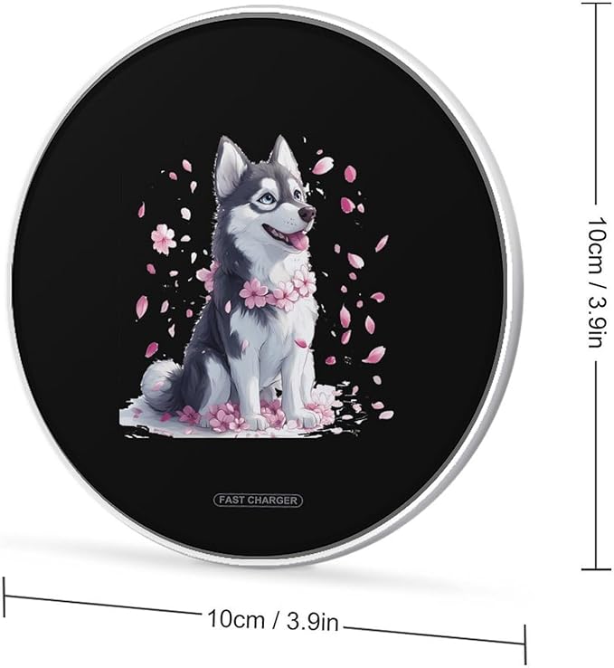 Siberian Husky Dog Wireless Charger Anti-Slip Wireless Charging Pad Slim Charger Mat for Men Women