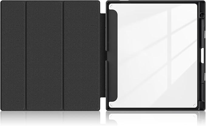 Case for BOOX Tablet Note Air 4 C/Note Air 3 C and B/W E Ink Tablet 10.3 ePaperSlim Drop Protection Tri-Fold Cover with Hard Shell Transparent Back and Pen Holder Stand Smart CoverBlack