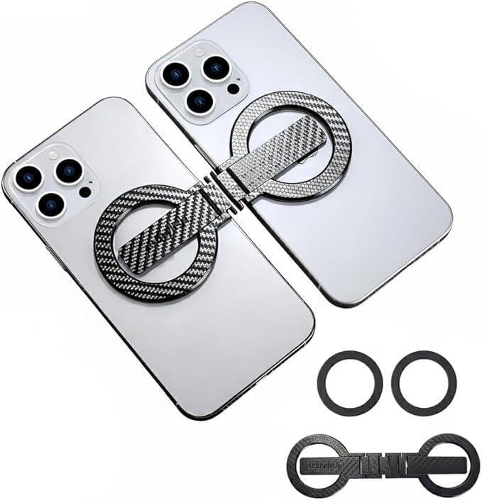 Twins Carry: Magnetic Dual-Phone Holder for iPhone &amp Android | Lightweight Solution for Professionals Travelers &amp Gamers | Manage 2 Mobile Phones for Work Personal Use (Carbon Fiber Mini)