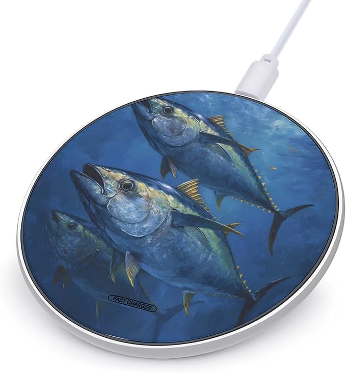 Tuna Fish in Ocean Phone Charger Magnetic Charging Pad Anti-Slip with USB Cable
