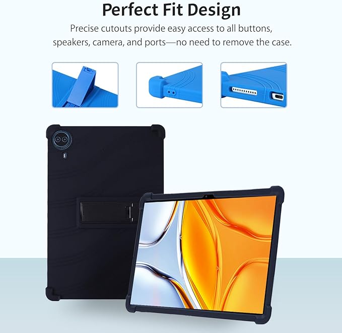 Case for Callsky-Pro/Callsky Ctab 14 / Teclast T70 14inch Android 14 TabletAdjustable BracketSoft Silicone Protective Cover with Adjustable Stand Lightweight and Kid-Friendly(Black)