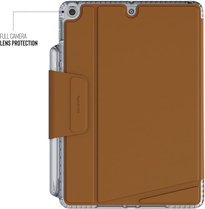Tech21 EvoFolio case for iPad 7th/8th/9th Gen - Impact Protection iPad case with Multi-Angle Viewing Wake/Sleep Cover - Tan