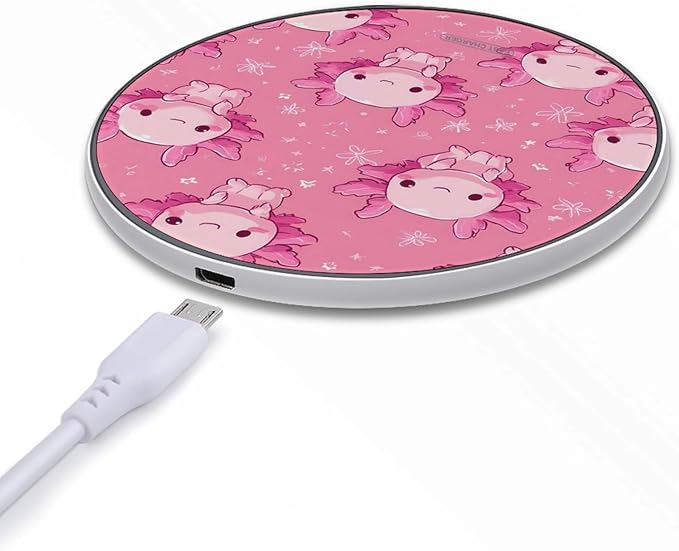 Cute Axolotl Chibi Phone Charger Magnetic Charging Pad Anti-Slip with USB Cable