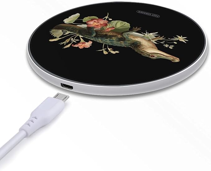 Crocodile Botany Flower Fast Portable Charger 10W Funny Graphic Phone Charging Pad with USB Cable