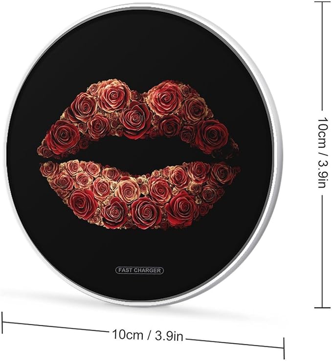 Lips Flower Lip Print Wireless Charger Anti-Slip Wireless Charging Pad Slim Charger Mat for Men Women