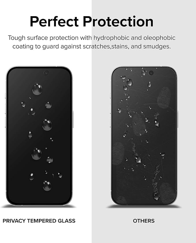 Ringke Privacy Glass [Feel Better in Public] Compatible with iPhone 15 Pro Max Screen Protector Easy to Install Case Friendly Tempered Glass Anti-spy Privacy Screen Protector with Installation Tool