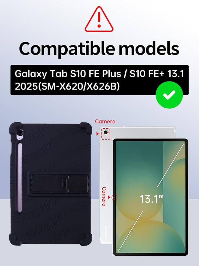 Case for Samsung Galaxy Tab S10 FE Plus/S10 FE+5G 13.1-Inch - Protective Cover with S Pen Holder &amp Multi-Angle Viewing Stand (Black)