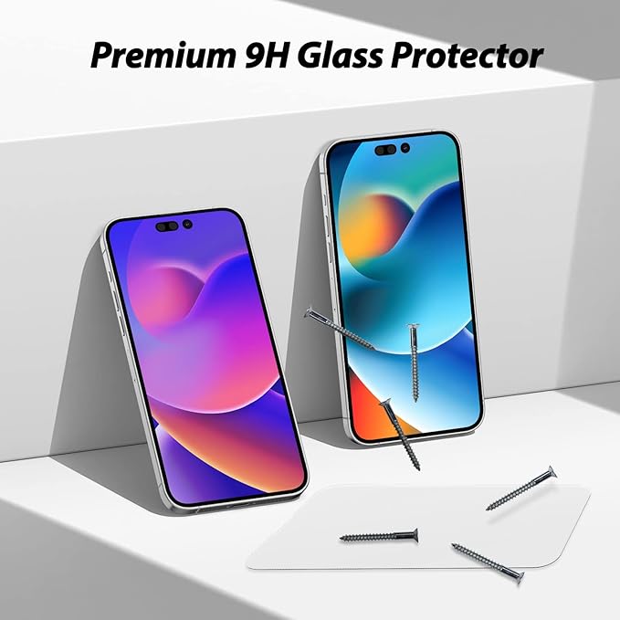DOME GLASS Whitestone [Perfect Full Coverage] Tempered Glass Screen Protector for iPhone 14 Pro Max with UV lamp [2Pack]