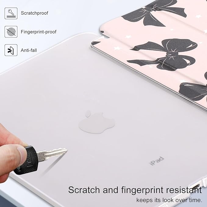 case for ipad 11th Generation11 Inch 2025 (A16 Chip) &amp 10th Gen 10.9 Inch 2022 - Slim Scratch-Resistant Hard PC Translucent Back Shell Smart Cover Wake/Sleep FunctionBlack Bow