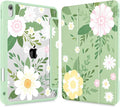 Tuiklol Case for iPad 11 inch (A16 Chip) 2025 Gen 11th / iPad 10.9 inch 2022 10th Gen Buit in Pencil Holder with Shockproof Cover Clear Transparent Back Shell Auto Wake/Sleep Flowers Green