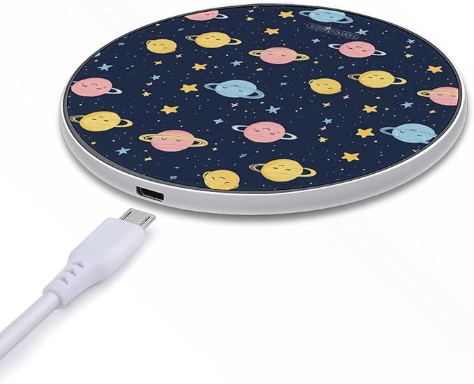 Outeres-Spaces Planets Stars Wireless Charger Anti-Slip Wireless Charging Pad Slim Charger Mat for Men Women