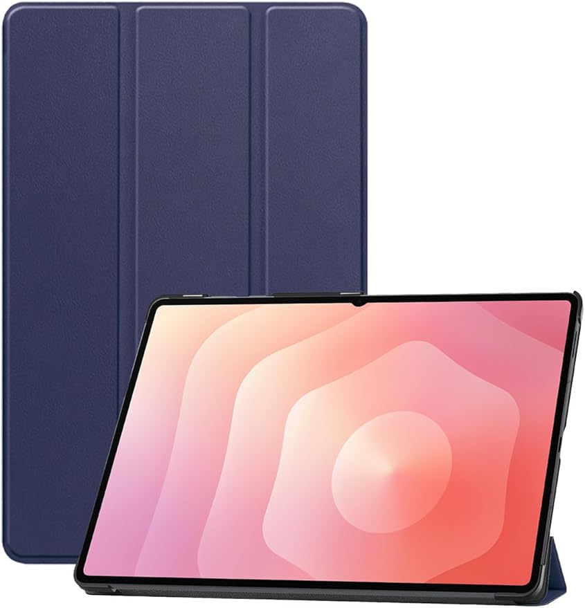 for Samsung Galaxy Tab S11 Ultra 2025 Android 14.6 Inch Tablet CaseBOVUGAC Tri-fold Tablet Case Cover for Galaxy Tab S11 Ultra 14.6Full Protection Premium PU Scratch Resistant.(Dark Blue)