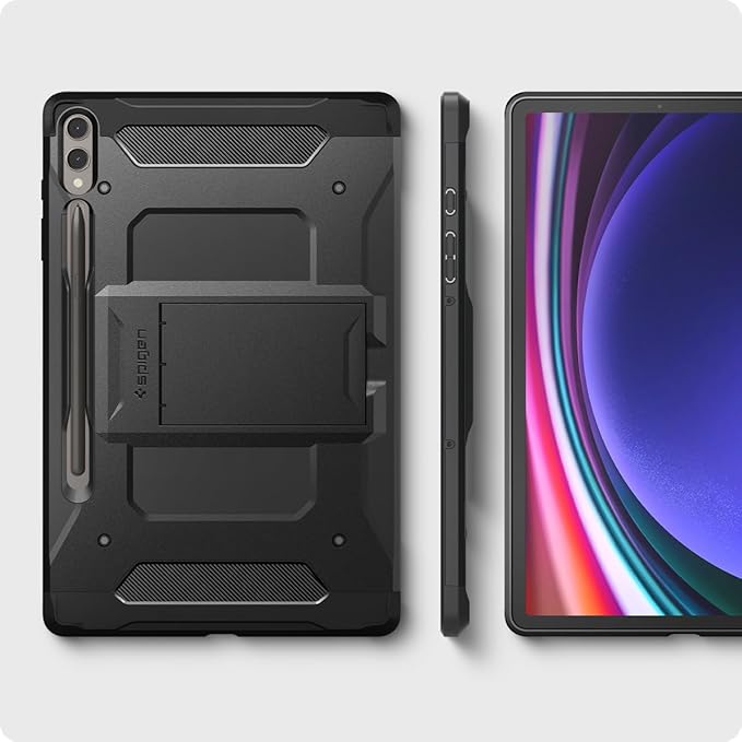 Spigen for Galaxy Tab S10+ Plus/S9+ Plus Case (2024/2023) Tough Armor Pro Protective Hard Shell with Kickstand and Built-in S Pen Holder Drop-Proof Dual-Layer Protection 12.4 Inch Black