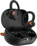 Skullcandy Push ANC Active Wireless Earbuds Bluetooth Headphones Noise Cancelling 58 Hours Battery Secure-Fit Over-Ear Hanger Sweat and Waterproof Microphone for iPhone Android - Black/Orange