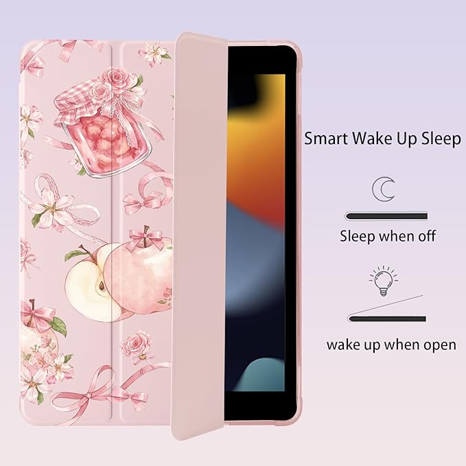 Cute Kawaii Bow Flower Jam for iPad Pro 13 Inch Case (M5/M4) 2025/2024 with Pencil Holder Auto Sleep/Wake Pink Leather Soft TPU Back Cover