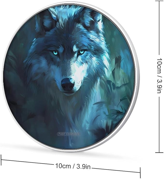 Ethereal Wolf Phone Charger Magnetic Charging Pad Anti-Slip with USB Cable