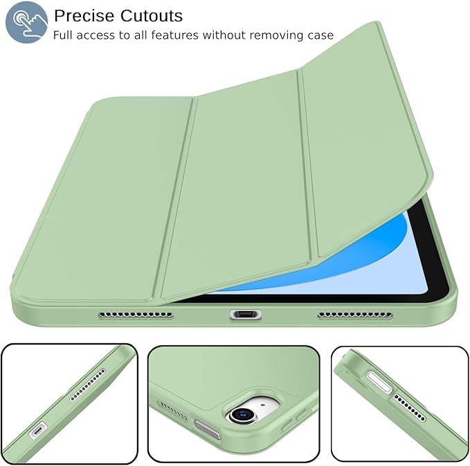 iMieet iPad (A16) Case 11th Gen/iPad 10th Generation Case [11-Inch 2025/10.9 Inch 2022] with Pencil Holder Trifold Stand Smart Cover with Soft TPU BackAuto Wake/Sleep(Matcha Green)
