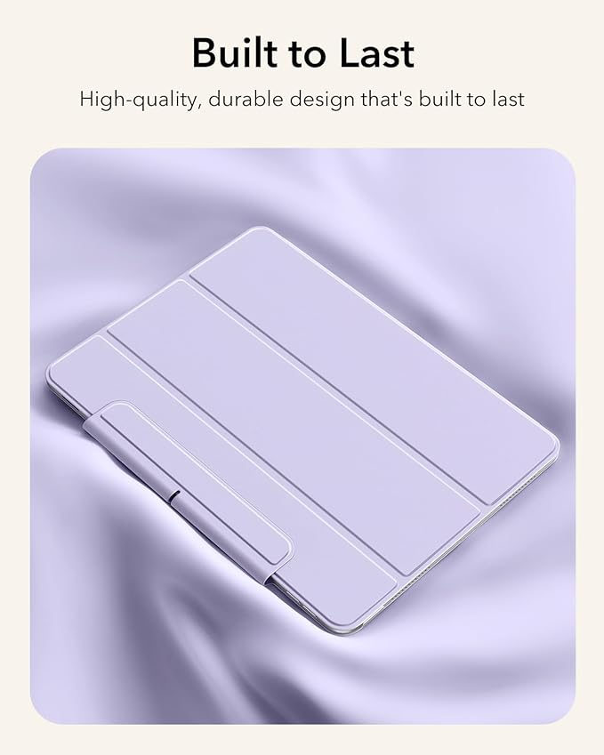 ESR for iPad Air 13 Inch Case M4/M3/M2 (2026/2025/2024) iPad Pro 12.9 Case Powerful Magnetic Attachment Slim Trifold Stand Case Supports Pencil Pro &amp Pencil (USB-C) Rebound Series Light Purp