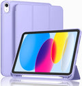 Case for iPad (A16) 11 Inch 2025/iPad 10th Generation 10.9 Inch 2022 Slim Trifold Stand Protective Cover with Pencil Holder and Soft TPU BackSupport Auto Sleep/Wake (Light Purple)