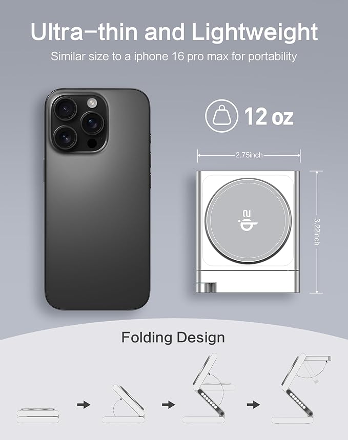 4in1 Wireless Charging Station for iPhone 17 Foldable Aluminum Wireless Charger with Led for iPhone 17/16/15/14/13/12Series iWatch 10/9/8/7/6/Ultra Pods