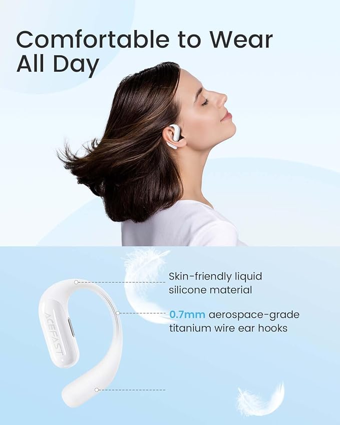 Acefast AceFit Air Open Ear Headphones Wireless Earbuds with Rich Bass Bluetooth 5.4 Sports Headphones with Charging Case 32H Playtime Earbuds IP54 Waterproof for Running Cycling Walking Workout